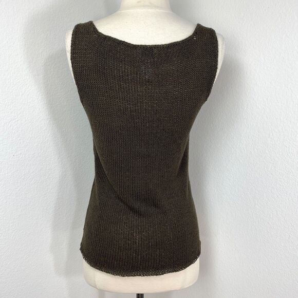 Chico's Brown Knit Tank Top Size 1 Med Bronze Shimmer Coconut Rings Shoulders - Picture 9 of 13